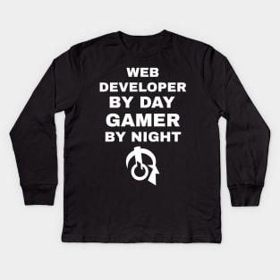 Web Developer By Day Gamer By Night Kids Long Sleeve T-Shirt